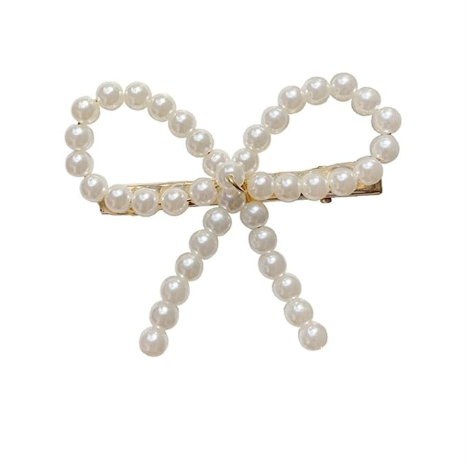 Elegant Pearl Bow Hair Clip - White Barrette Hairpin Headwear for Women, Girls, Weddings, Brides,... | Amazon (US)