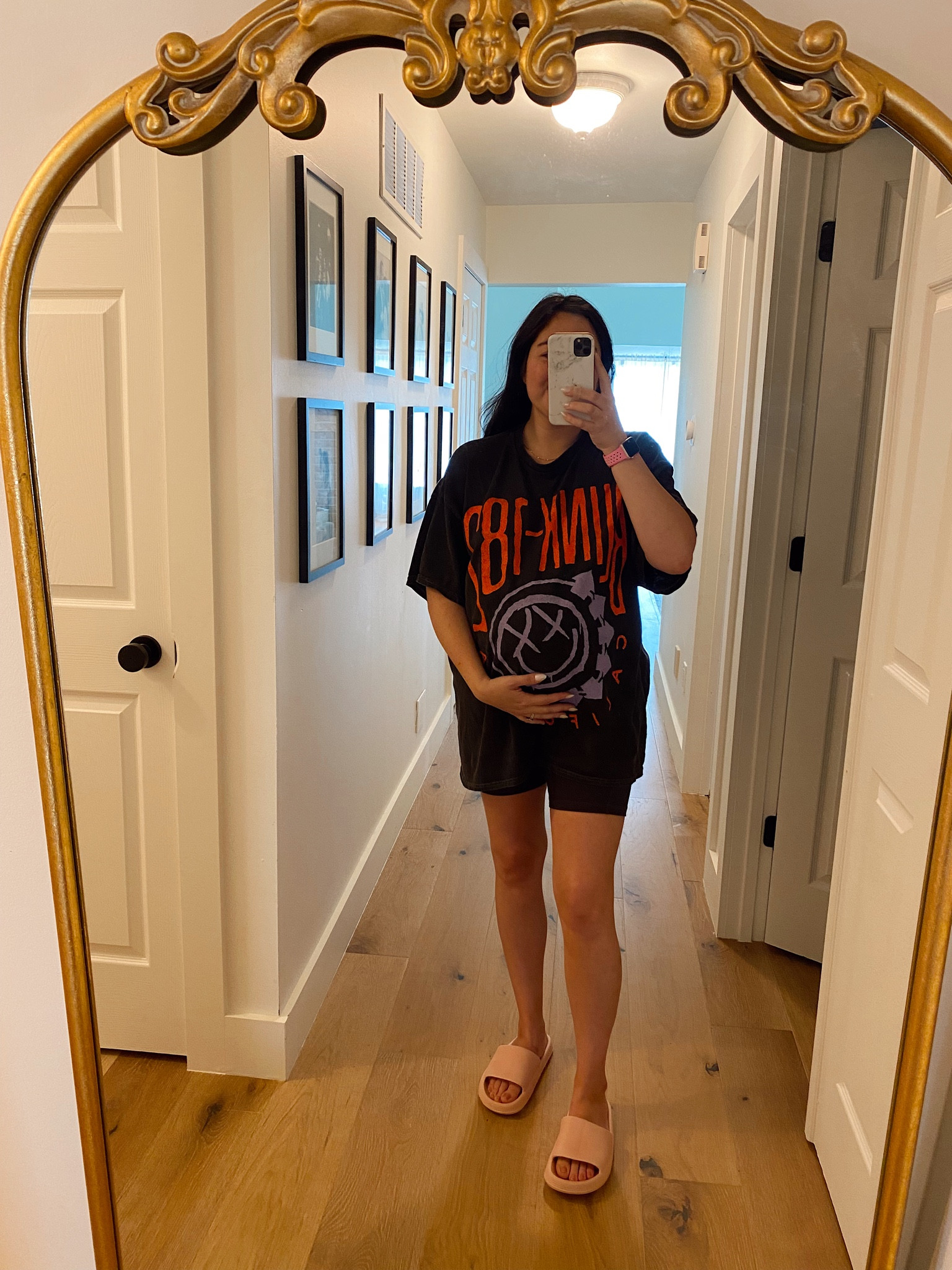 Biker shorts & a big tee are my pregnancy go-tos! #maternity #graphictee 

#LTKunder50 #LTKstyletip #LTKbump