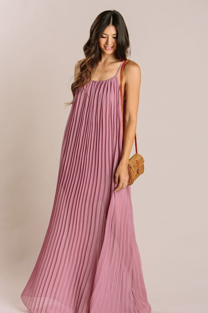 Trina Pleated Maxi Dress | Morning Lavender
