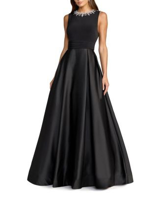 Mac Duggal Pearl-Embellished High-Neck Sleeveless A-Line Evening Gown | Bloomingdale's (US)