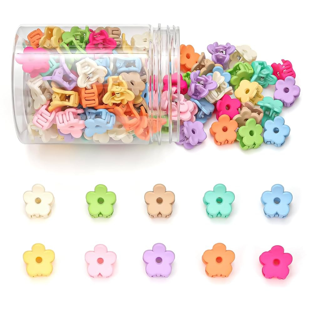 Small Flower Hair Clips 100PCS, Mini Hair Clips Baby Claw Clips Cute Jaw Clips Hair Pins Hair Bar... | Amazon (US)