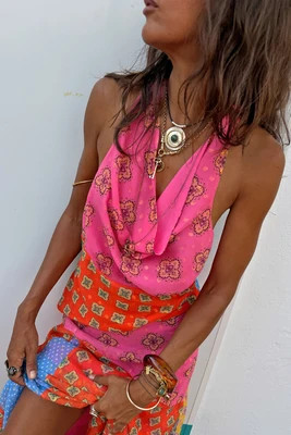 Pink Mix Tile Halter Top | Never Fully Dressed US