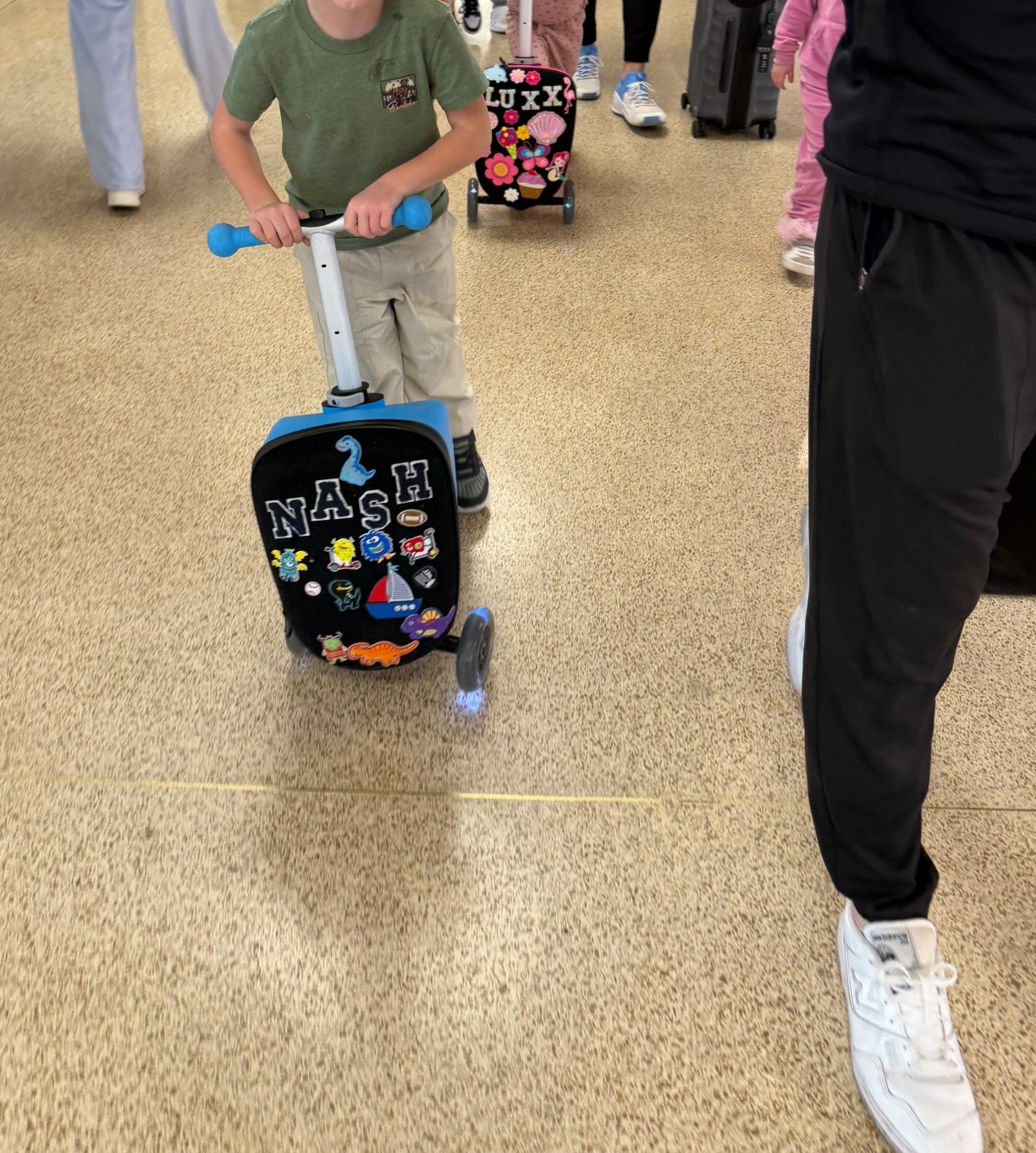 Nash and Lulus luggage scooters are on black Friday sale! I love these ones became they are SO sturdy and the whole front is Velcro so we can customize them! Every trip they get stopped and asked about them! 🤣❤️

#LTKTravel #LTKHoliday #LTKKids