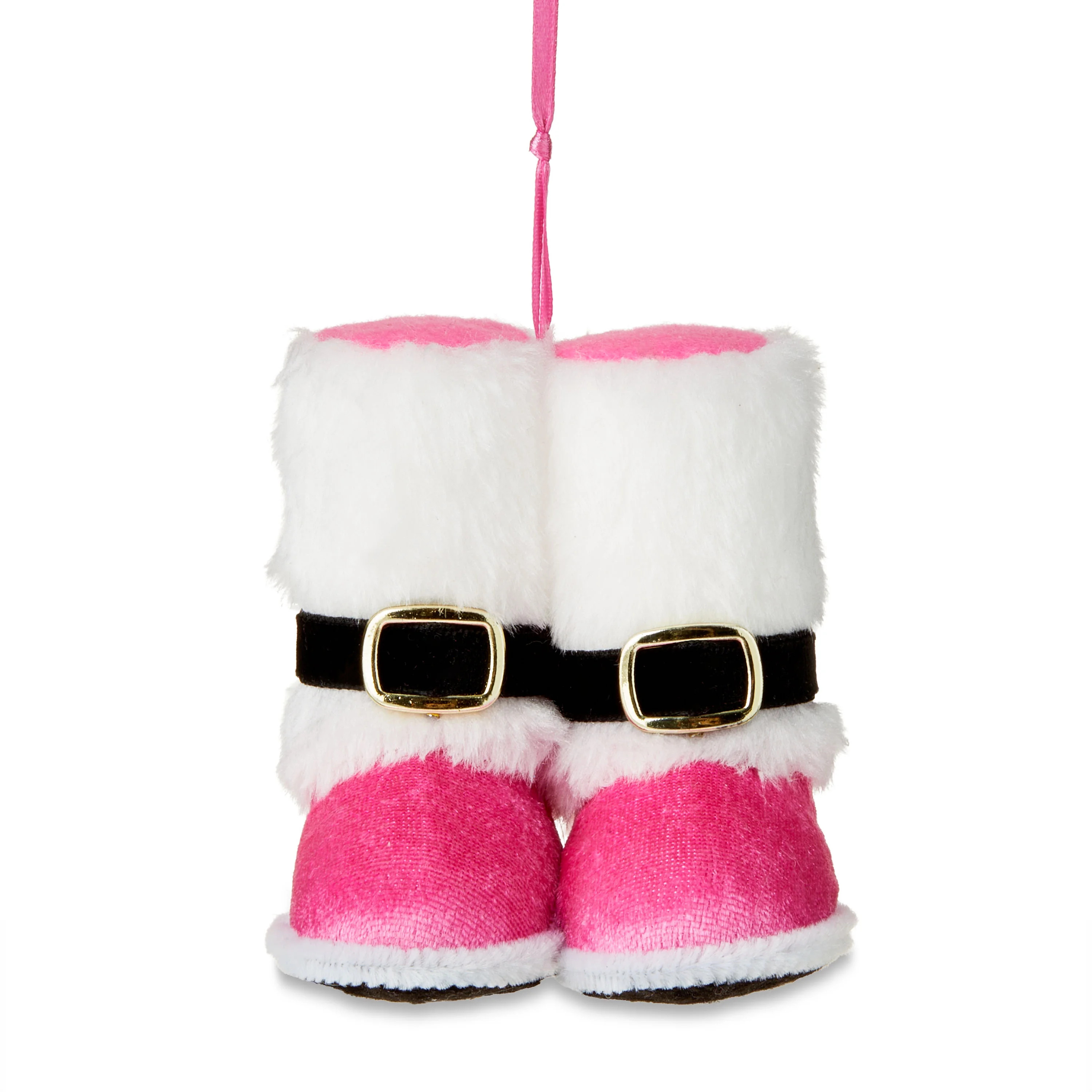 Pink & White Velvet Santa Boots Christmas Ornament, 3.5 in, by Holiday Time | Walmart (US)