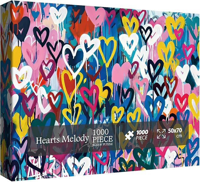 Colorful Heart Shape Puzzle 1000 Pieces for Adults, Love Valentines Jigsaw Puzzle, Rainbow Graffi... | Amazon (US)
