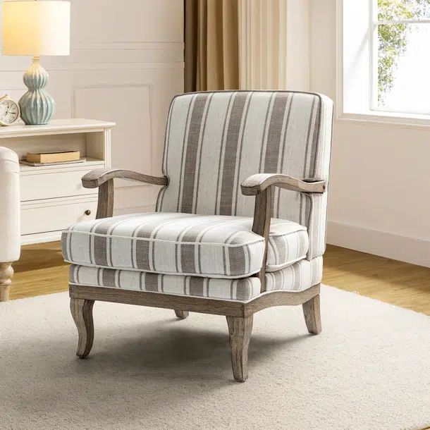 Amilio Wooden Upholstered Armchair with Solid Wood Armrests | Wayfair North America