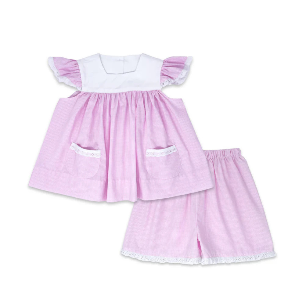 Sadie Short Set - Classic Pink Minigingham | Set Fashions