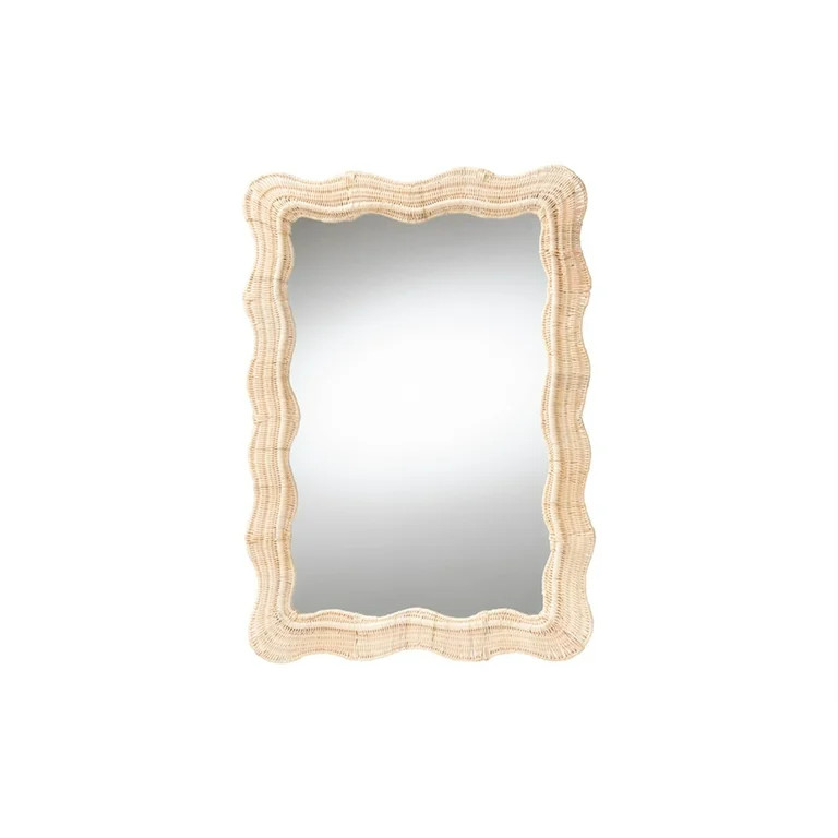 bali & pari Hasana Bohemian Natural Scallop Rattan Accent Wall Mirror | Walmart (US)