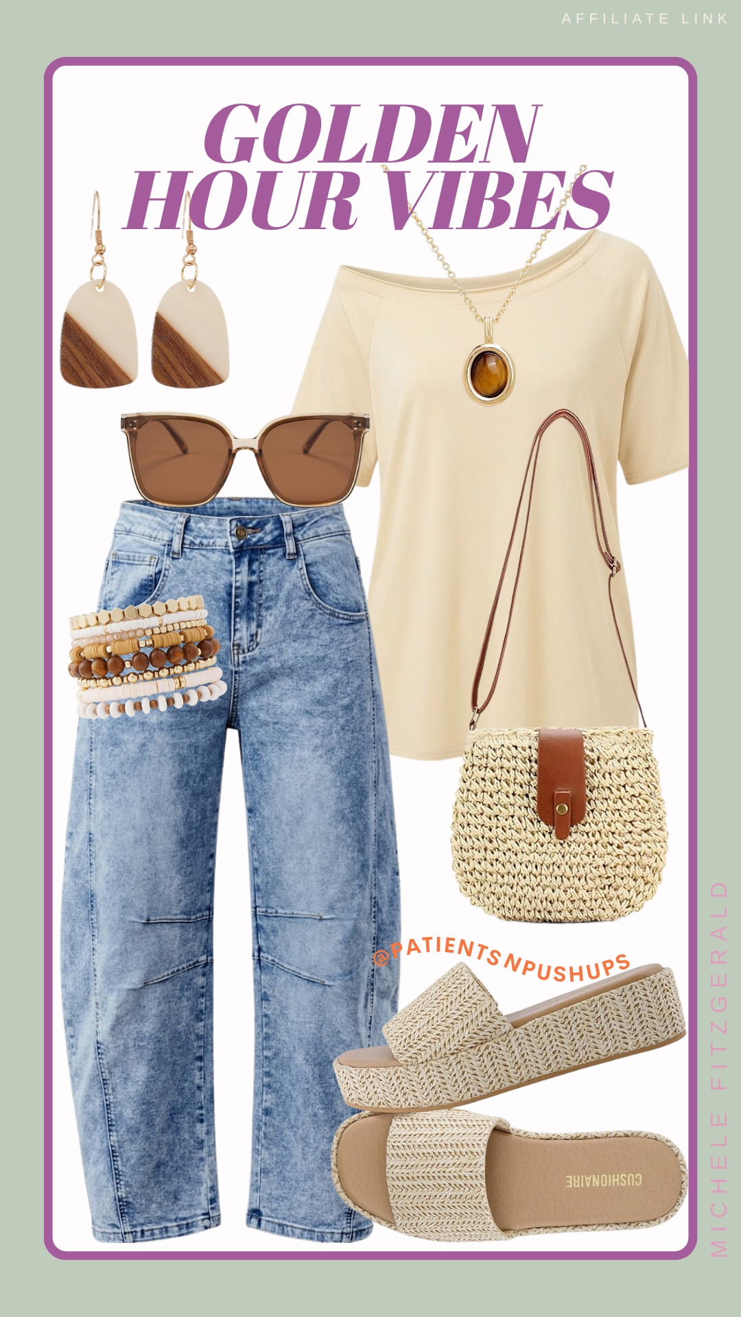 Living for these golden hour tones. 🌅 These barrel leg jeans are the silhouette of the season I styled them with a creamy off the shoulder tee and straw textures for the ultimate vacation ready look. 

 #LTKdayinmylife #LTKootd #LTKmomlife