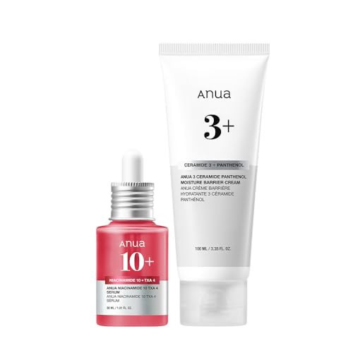 Anua Essential Daily Moisturizing Duo, Niacinamide + Tranexamic Acid Serum & Ceramide Panthenol Cream, Hydrating Face Moisturizer, Non-Comedogenic, Vitamin B12 Natural Color, Korean Skincare Set | Amazon (US)