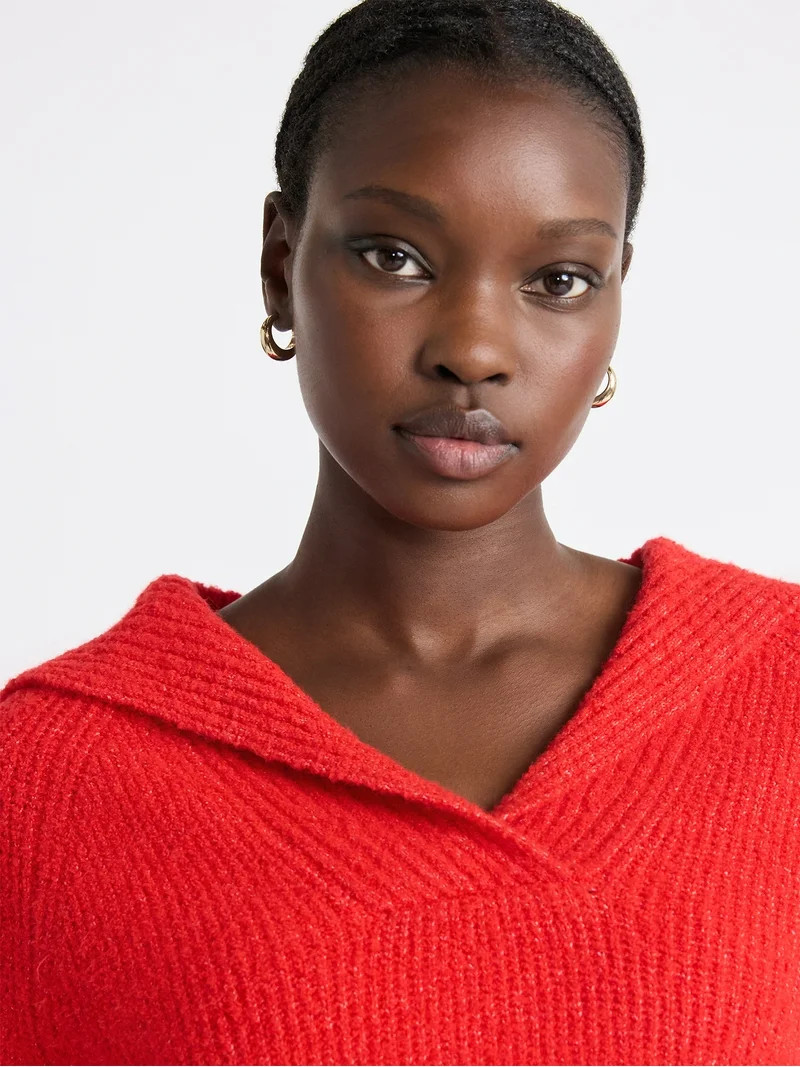 Free Assembly Women's V-Collar Sweater with Long Sleeves, Midweight, Sizes, XS-XXL | Walmart (US)