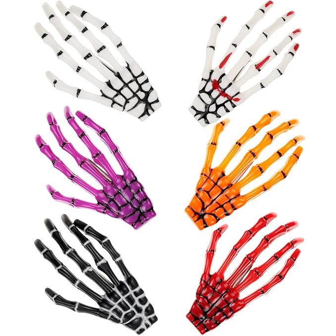 6 Pieces Skeleton Hands Bone Hair Clips Claws Skull Hand Hair Clip Hairpin Zombie Punk Rock Horro... | Amazon (US)