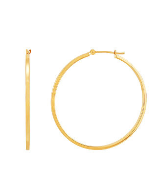 Medium Flat-Edge Hoop Earrings (40mm) in 10k Gold (Also in 10k Rose Gold and 10k White Gold) | Macys (US)