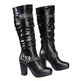 Milwaukee Leather MBL9419 Women's Tall Black Platform Boots with Slouch Shaft - 9 | Amazon (US)