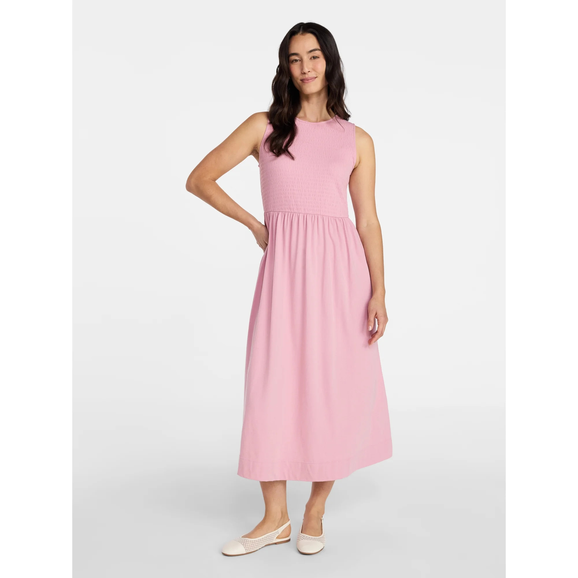 Time and Tru Women's Sleeveless Smocked Knit Dress, Sizes XS-XXXL | Walmart (US)