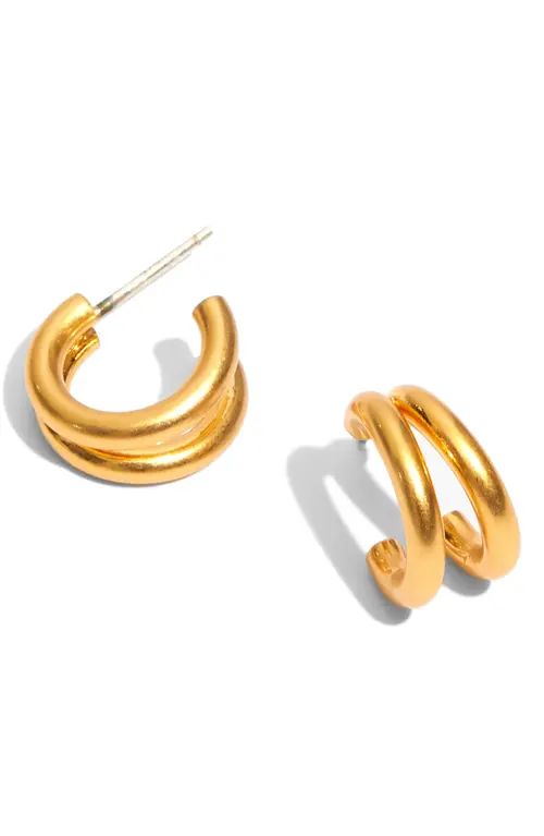 Madewell Split Mini Hoop Earrings in Vintage Gold at Nordstrom | Nordstrom