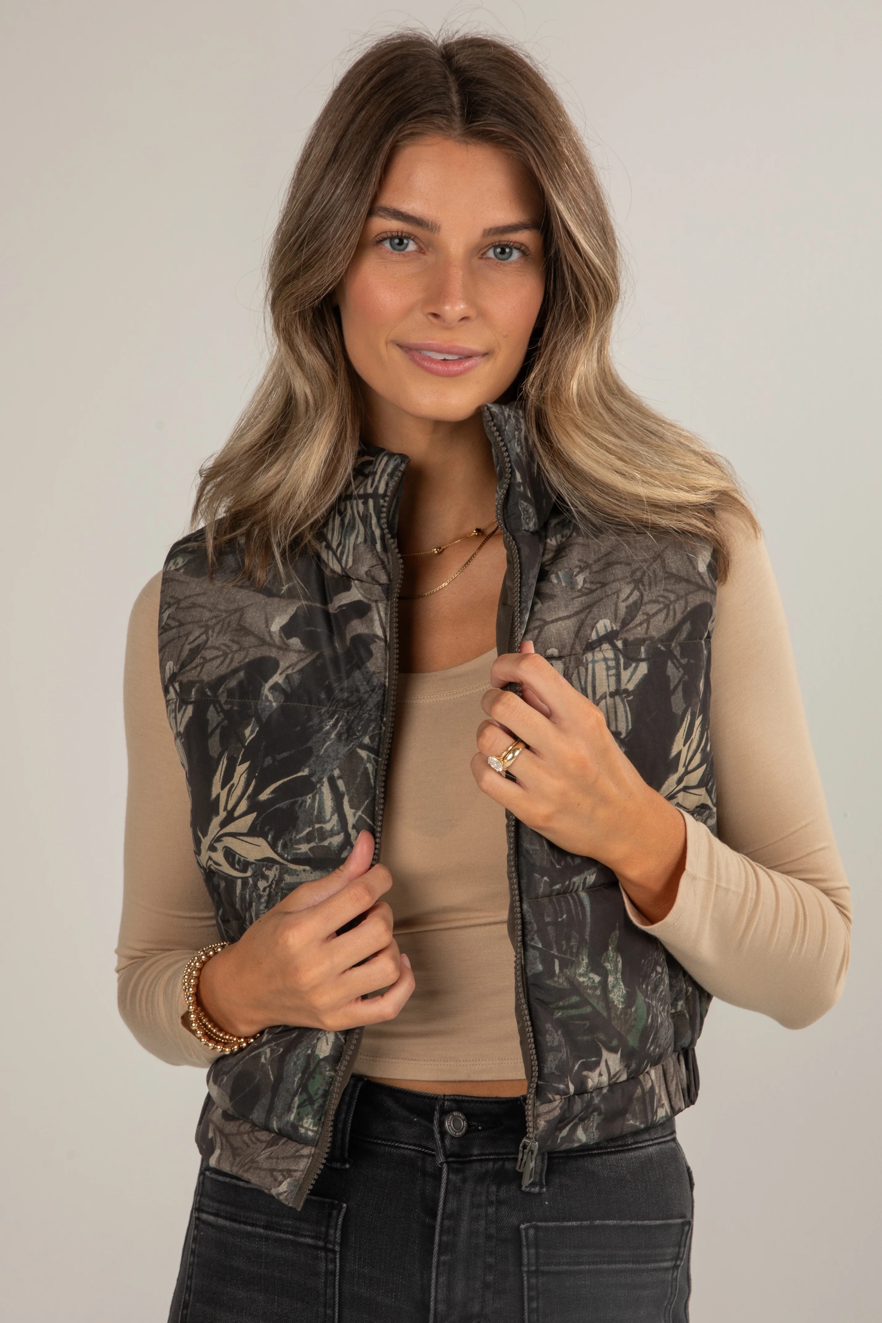 Trendy Camo Puffer Vest | Women's Outerwear | ShopDressUp | Dress Up