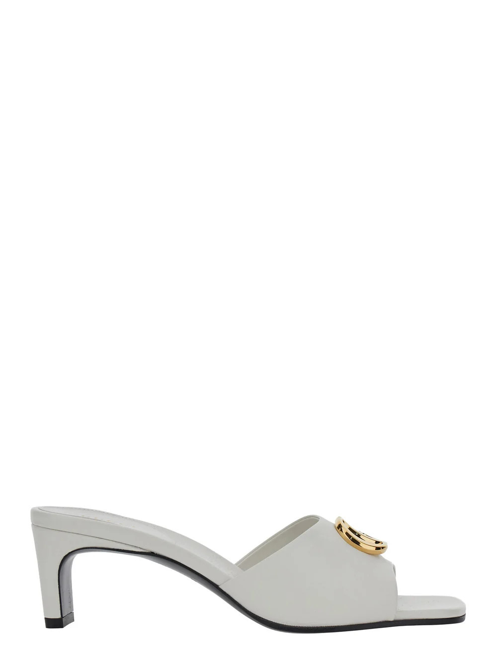 Gucci GG Plaque Leather Heels — White - 37.5 | Italist Inc.