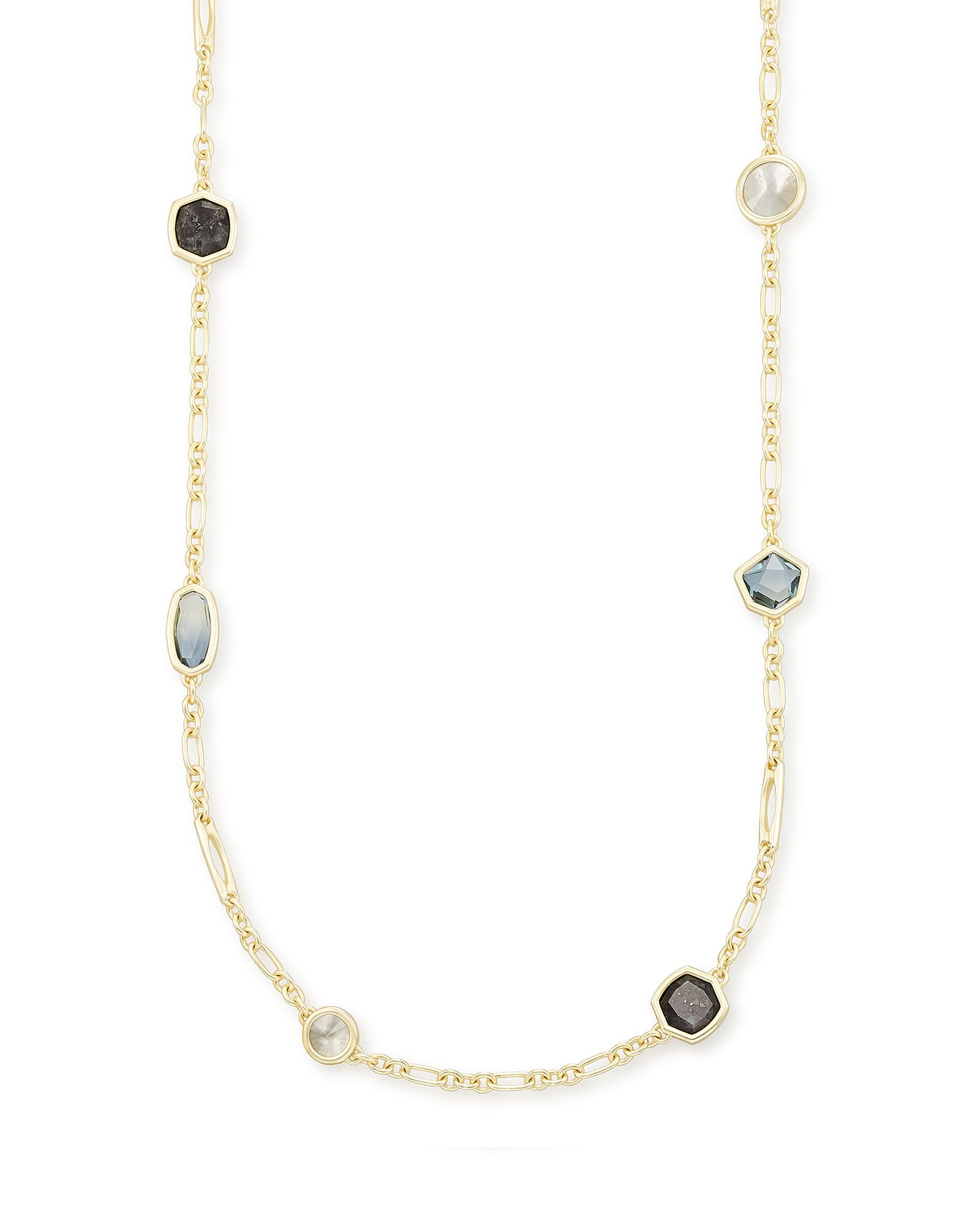 Natalia Gold Long Necklace in Steel Gray Mix | Kendra Scott