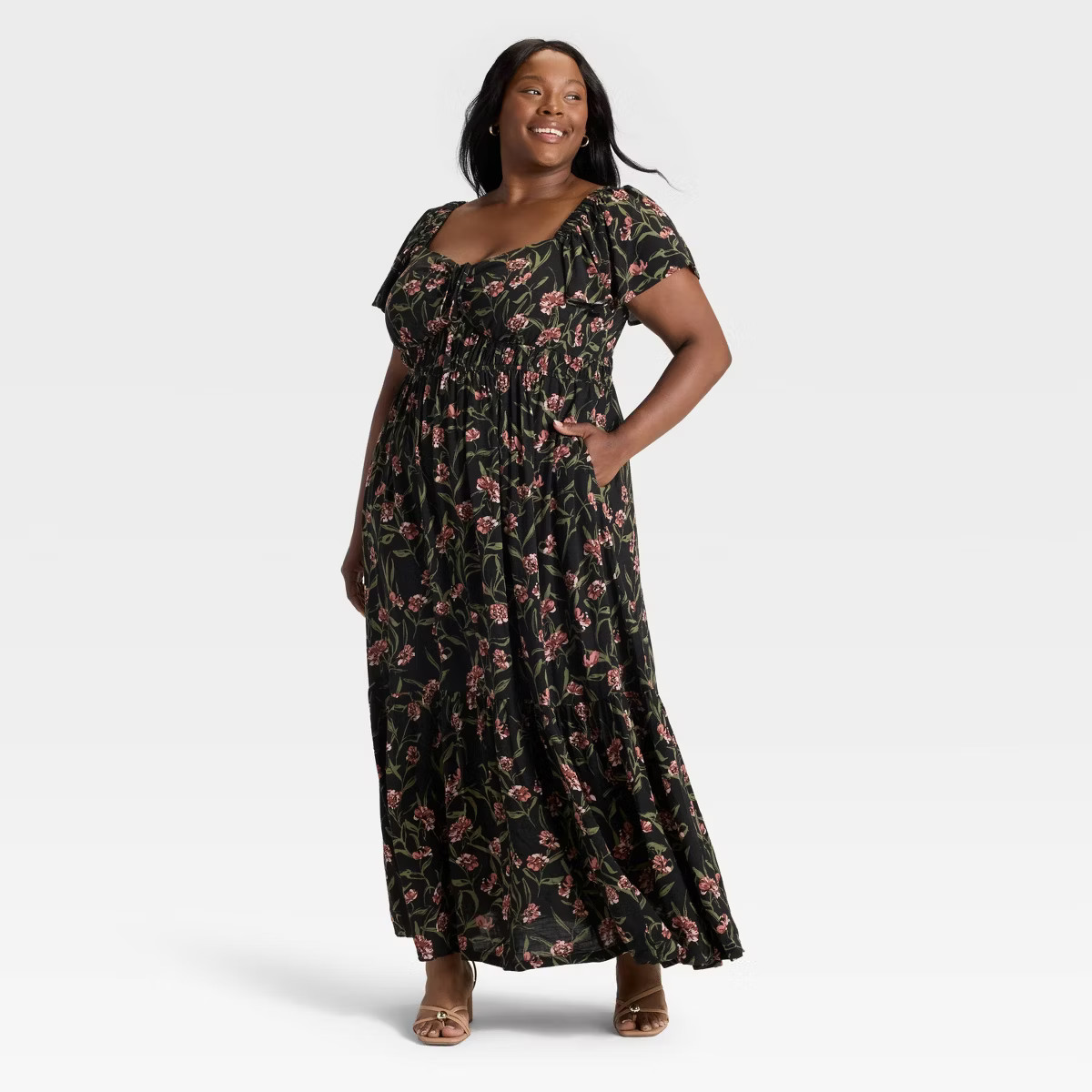 Women's Flutter Short Sleeve Maxi Empire Waist Dress - Ava & Viv™ | Target