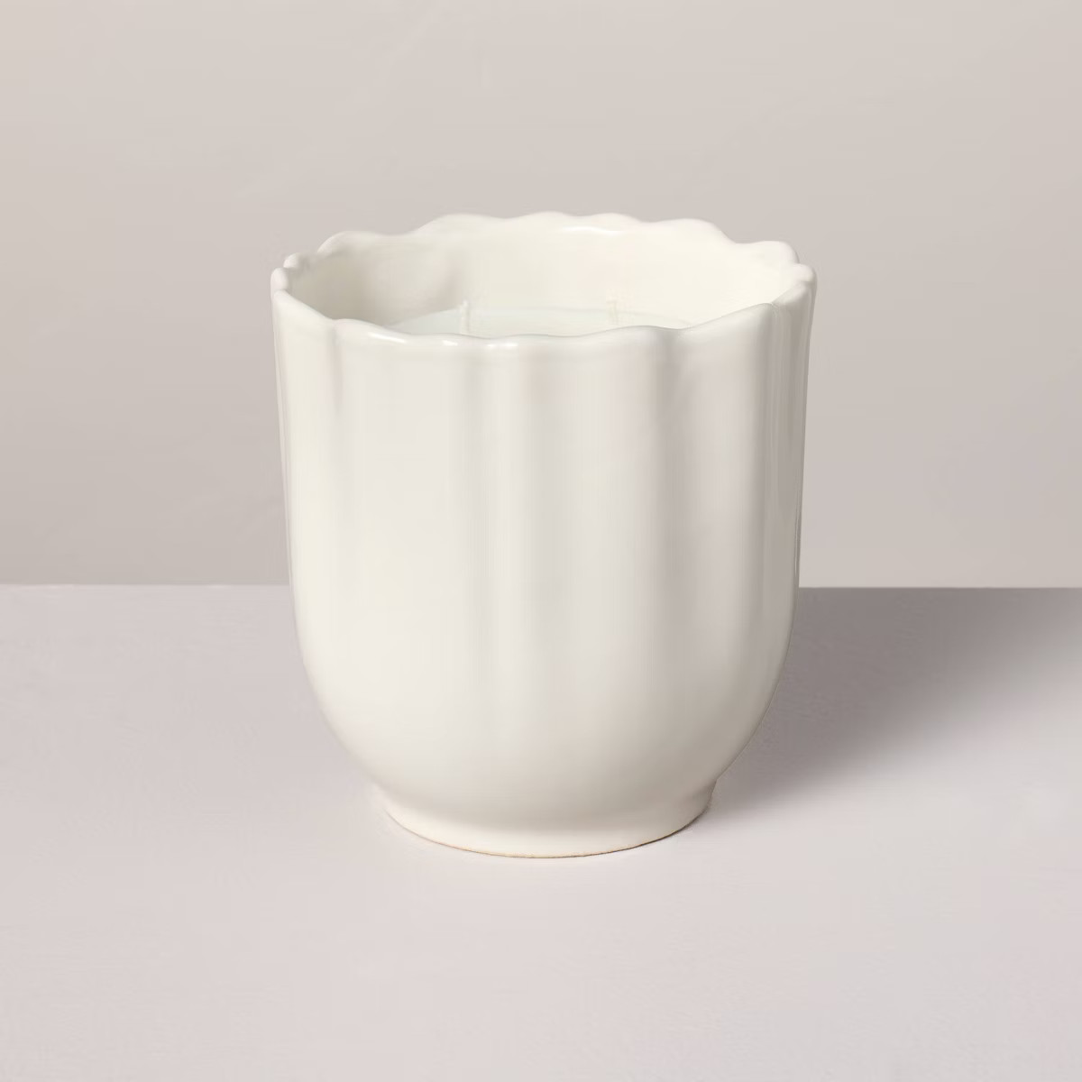 2-Wick Scalloped Ceramic Lavender and Birch Jar Candle Cream 18.4oz - Hearth & Hand™ with Magno... | Target