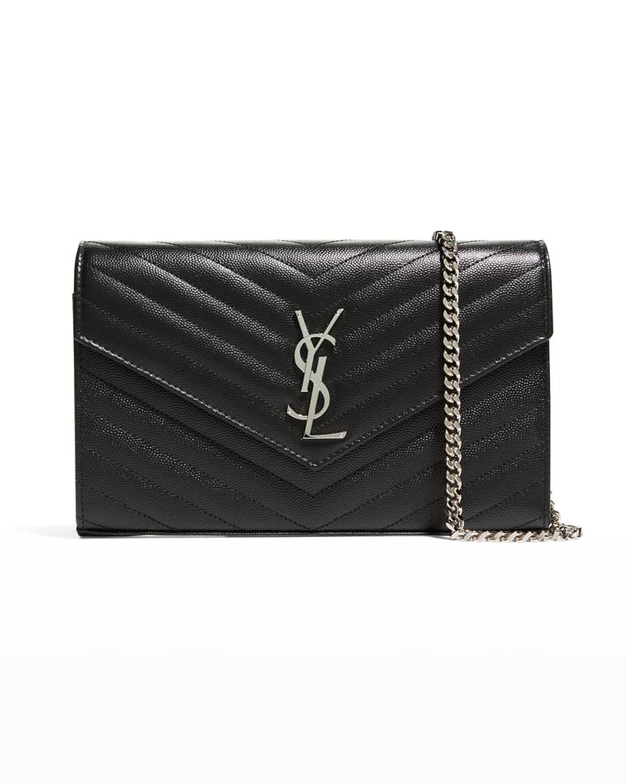 Monogram Large YSL Grain de Poudre Calfskin Wallet on Chain | Neiman Marcus