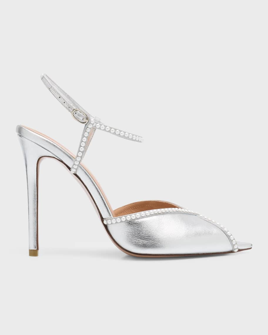 Andrea Wazen Kay Pearly Metallic Peep-Toe Pumps | Neiman Marcus