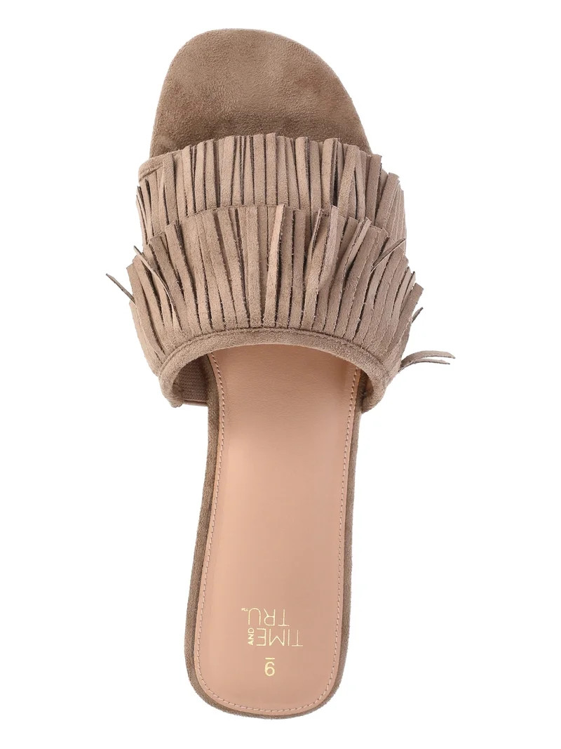 Time and Tru Women's Fringe Slide Sandals | Walmart (US)