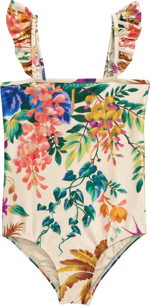 Zimmermann Kids' Tropicana Print Frill One-Piece Swimsuit | Nordstrom | Nordstrom