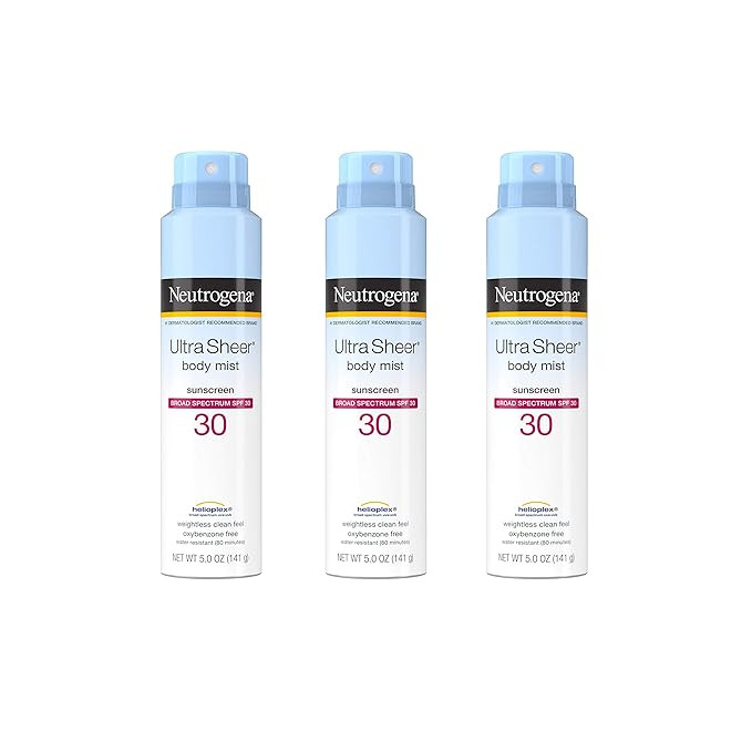 Neutrogena Ultra Sheer Body Mist Sunscreen Spray Broad Spectrum SPF 30, Lightweight, Non-Greasy a... | Amazon (US)