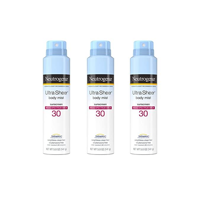 Neutrogena Ultra Sheer Body Mist Sunscreen Spray Broad Spectrum SPF 30, Lightweight, Non-Greasy a... | Amazon (US)