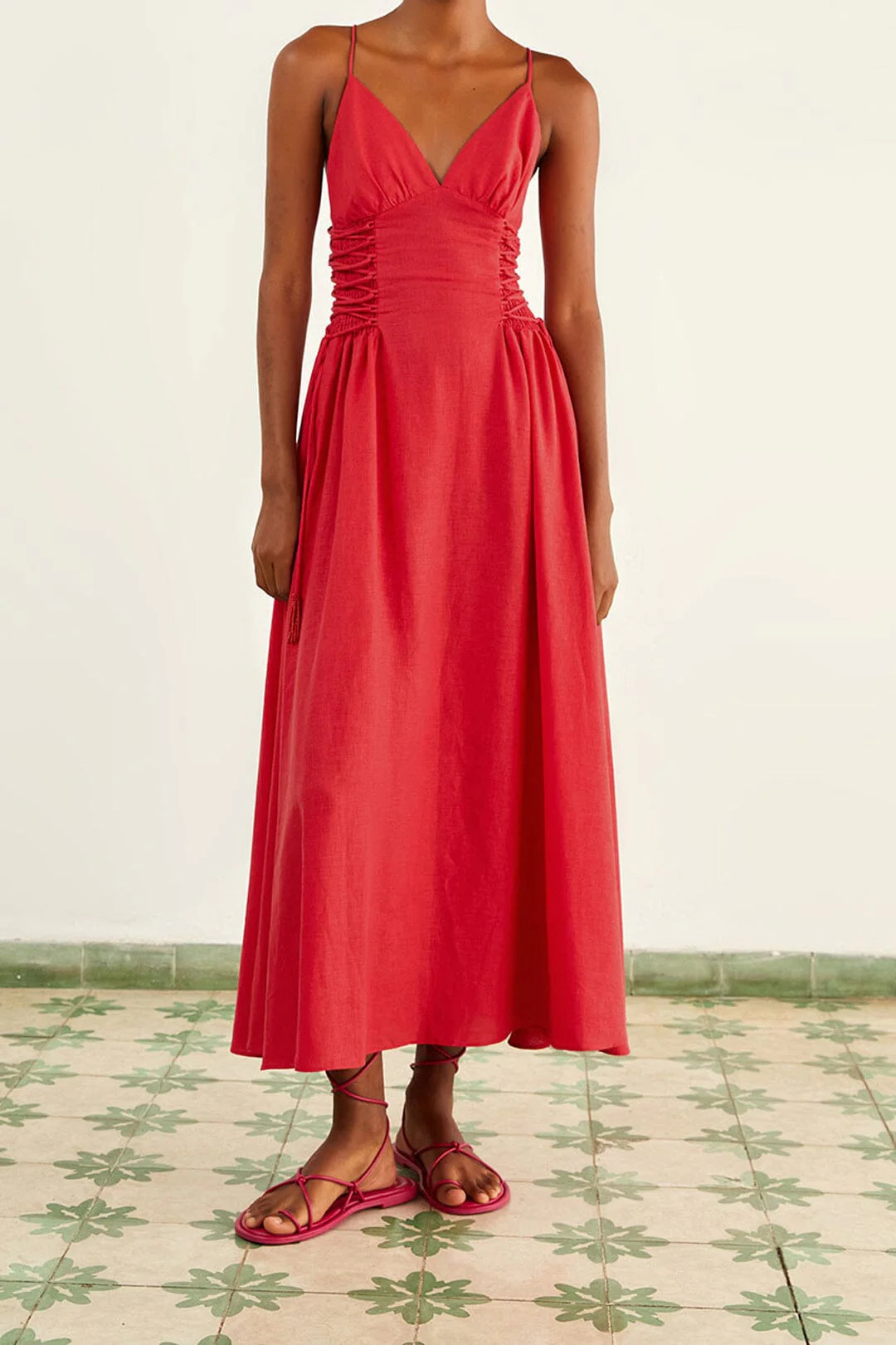 Red Sleeveless Midi Dress | FarmRio (US)