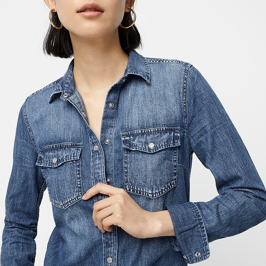 Western chambray shirt in vintage indigo | J. Crew US