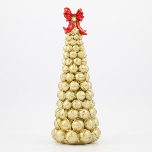 Gold Polyresin Jingle Bell Tree Ornament 36x13cm | TK Maxx