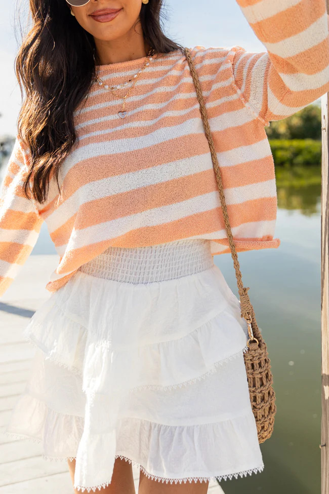 Blissful Mood Ivory Lace Trim Mini Skort FINAL SALE | Pink Lily