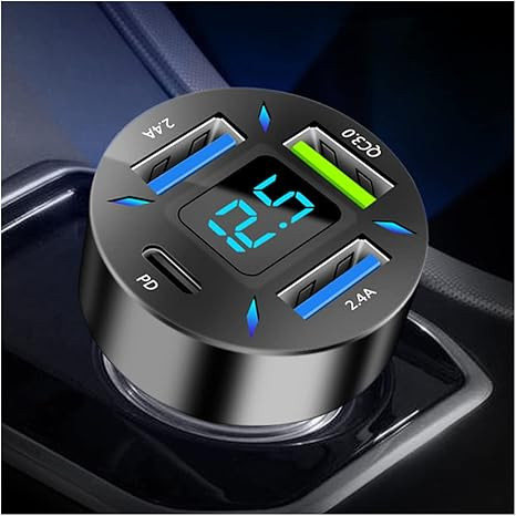 Car Charger 66W Super Fast Charging with USB PD&QC 3.0(Voltmeter&LED Lights) Universal Quick Char... | Amazon (US)