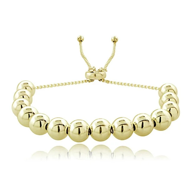Gold Flash 925 Sterling Silver 6mm Beads Adjustable Bolo Bracelet - Walmart.com | Walmart (US)
