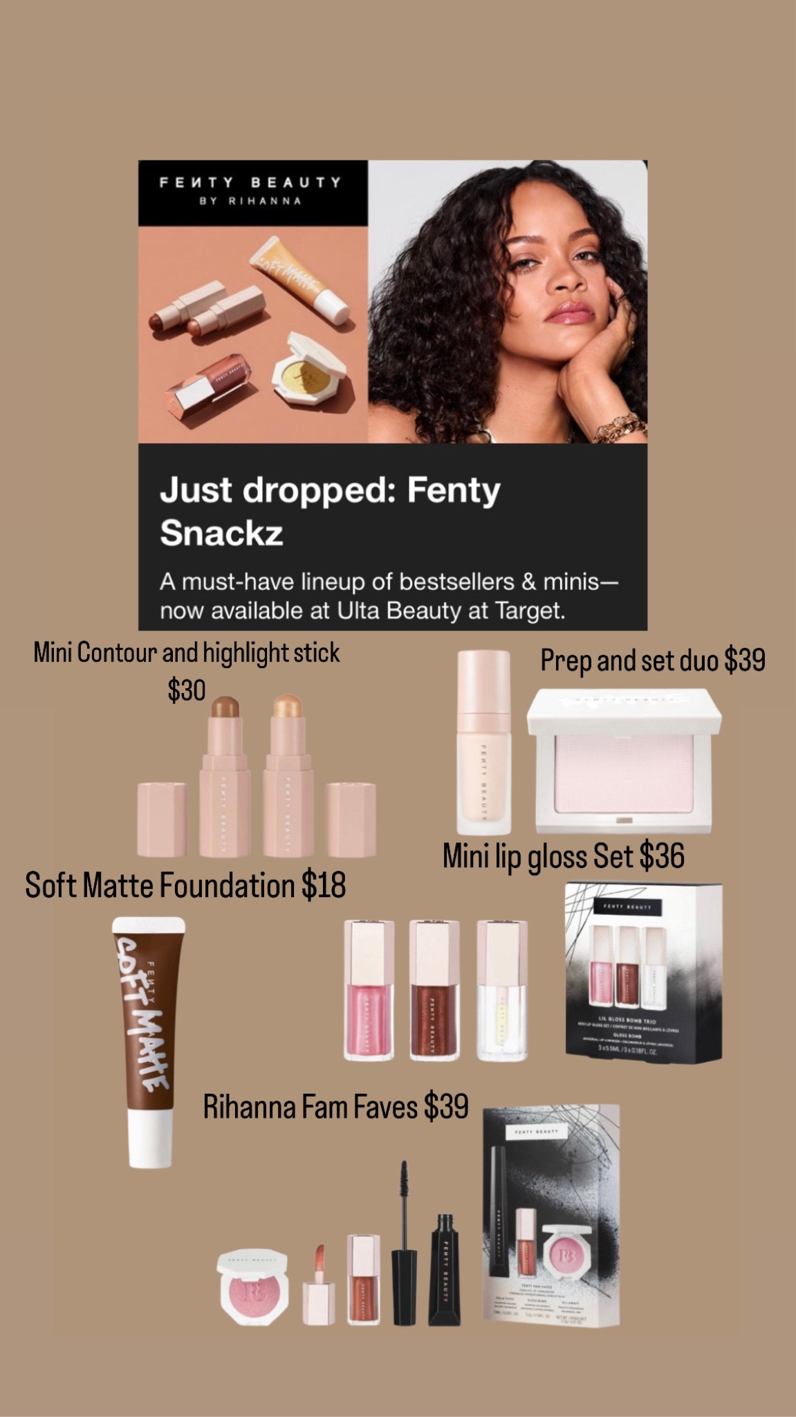 Fenty Snacks collection at Ulta Target 

#LTKstyletip #LTKbeauty #LTKfindsunder50