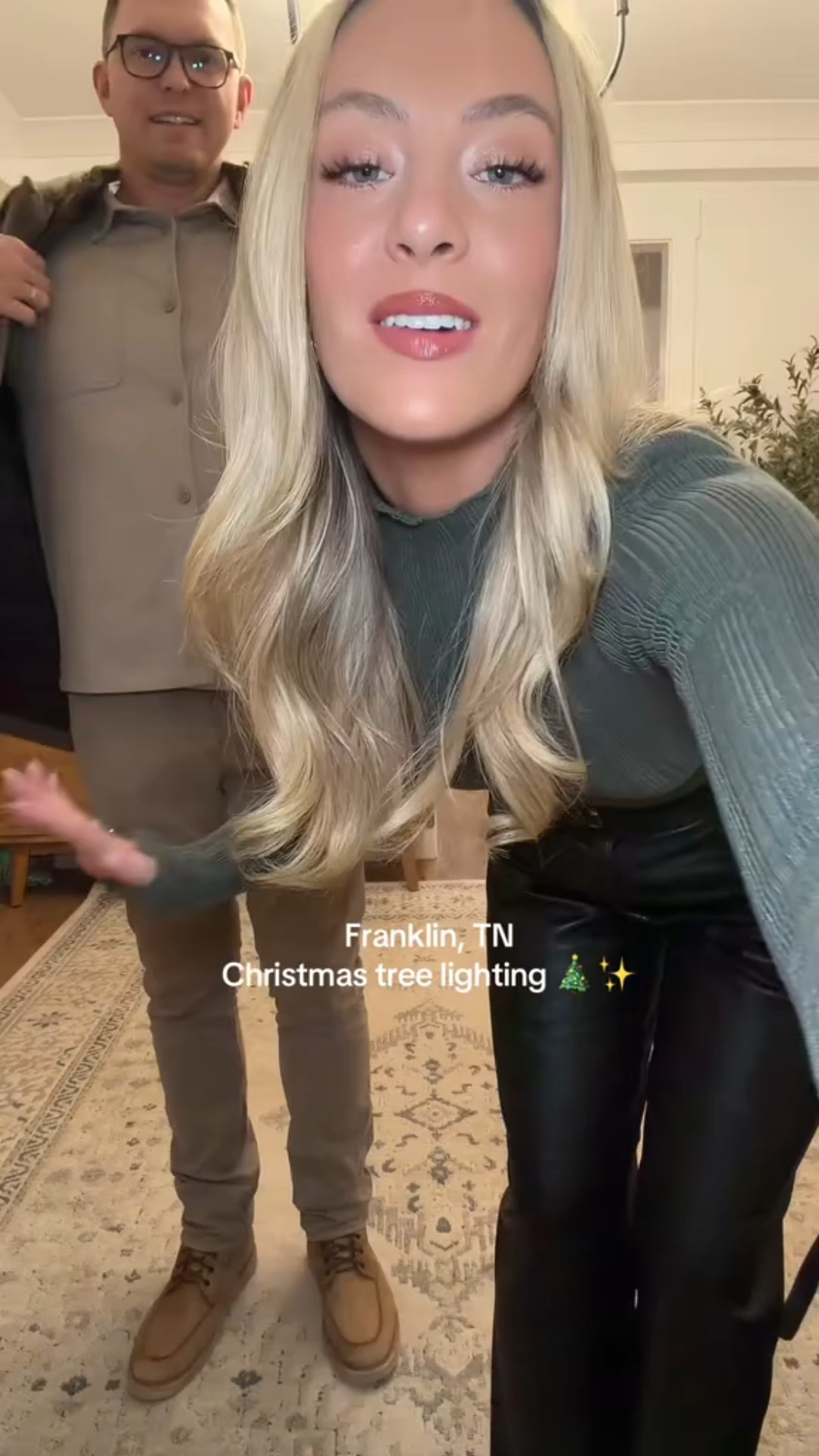 His & herd looks for our local tree lighting 🎄💫 these faux leather pants are a fun addition to your wardrobe and can be styled so many ways!

#LTKHoliday #LTKSeasonal #LTKootd