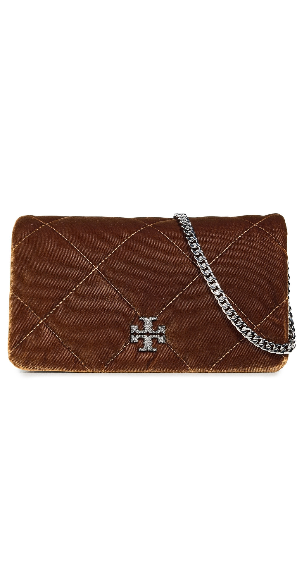 Tory Burch Kira Diamond Quilt Velvet Chain Wallet Warm Honey One Size | Shopbop
