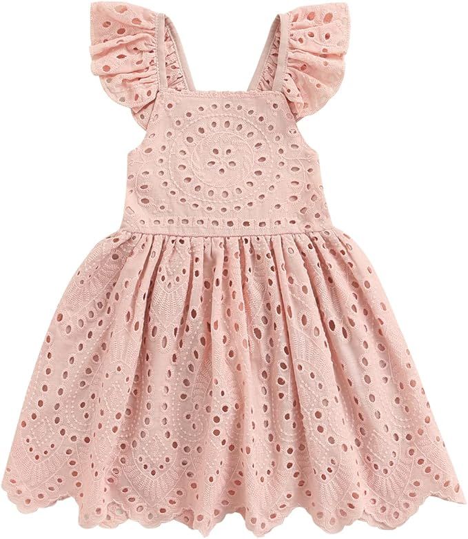 Little Toddler Baby Girl Lace Square Neck Ruffle Short Sleeve Dress Princess Tulle Tutu Dresses S... | Amazon (US)