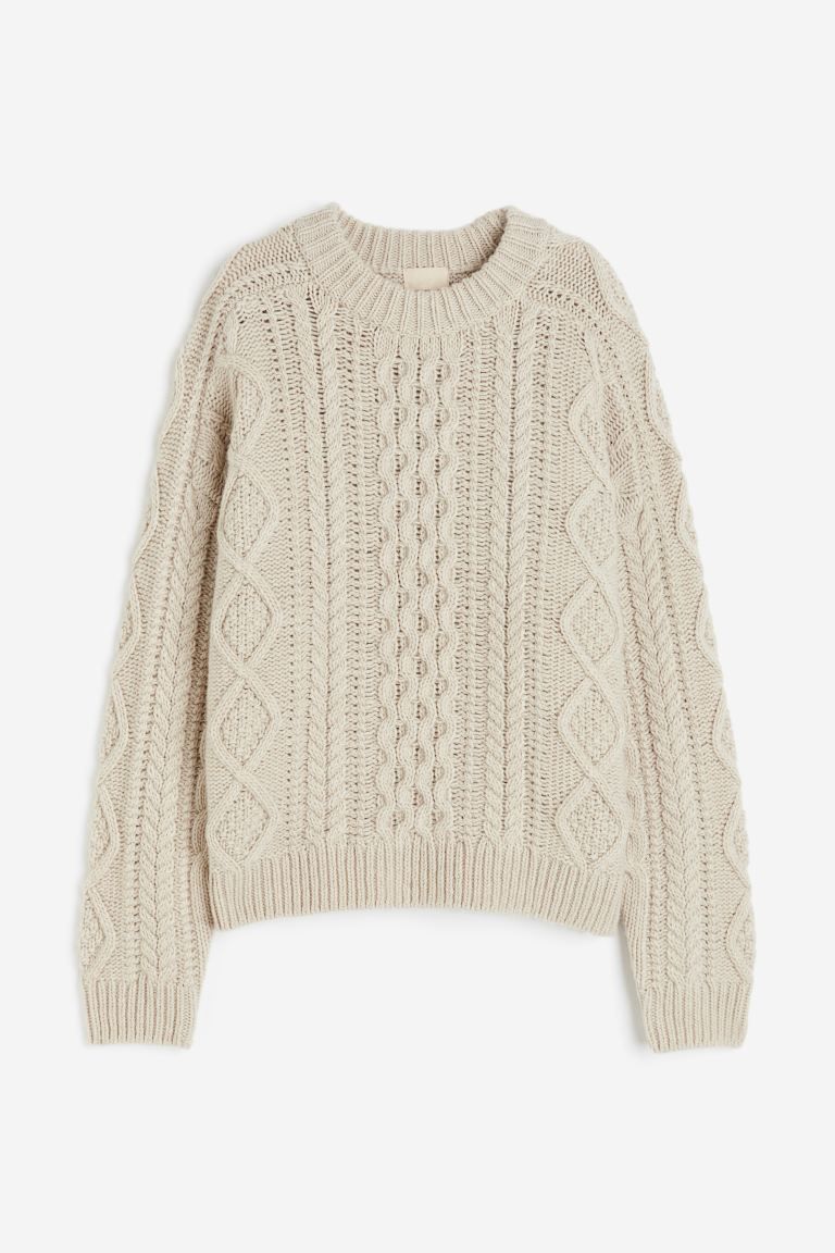 Wool-blend cable-knit jumper - Beige - Ladies | H&M GB | H&M (UK, MY, IN, SG, PH, TW, HK)