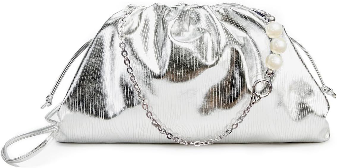 Dumpling Bag for Women Sparkly Evening Clutch Purses Cloud Crossbody Bag Ruched Shoulder Bag with... | Amazon (US)