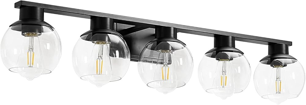 PAZALA 38 Inch Black Vanity Light Modern Bathroom Wall Lighting Fixtures Bathroom Light with Clea... | Amazon (US)