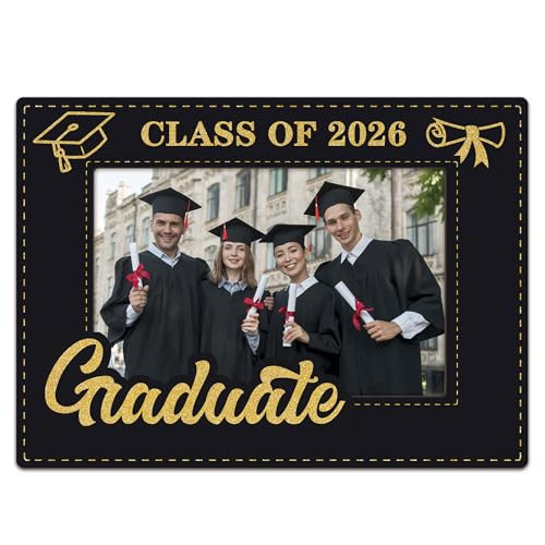 8" x 6" Class of 2026 Graduation Picture Frame - can accommodate a 4" x 6" photo, unisex, suitable for junior high, high school, university & college graduates graduation gifts （black gold） - A01 | Amazon (US)