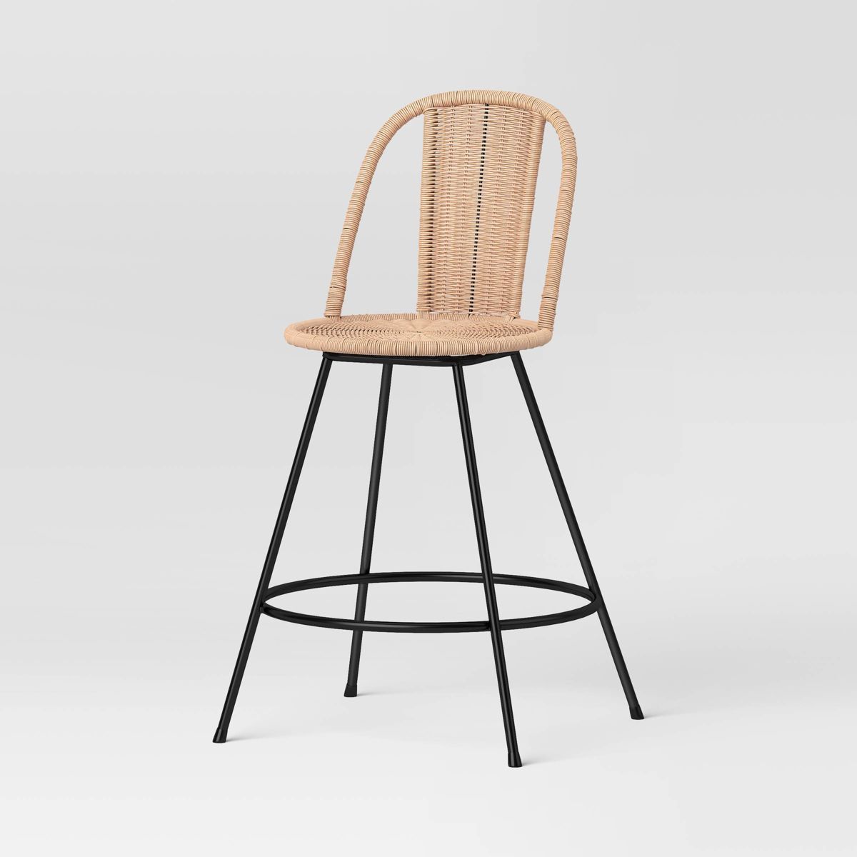 Olivine Rounded Back Woven Counter Height Barstool with Metal Legs Natural - Threshold™ | Target