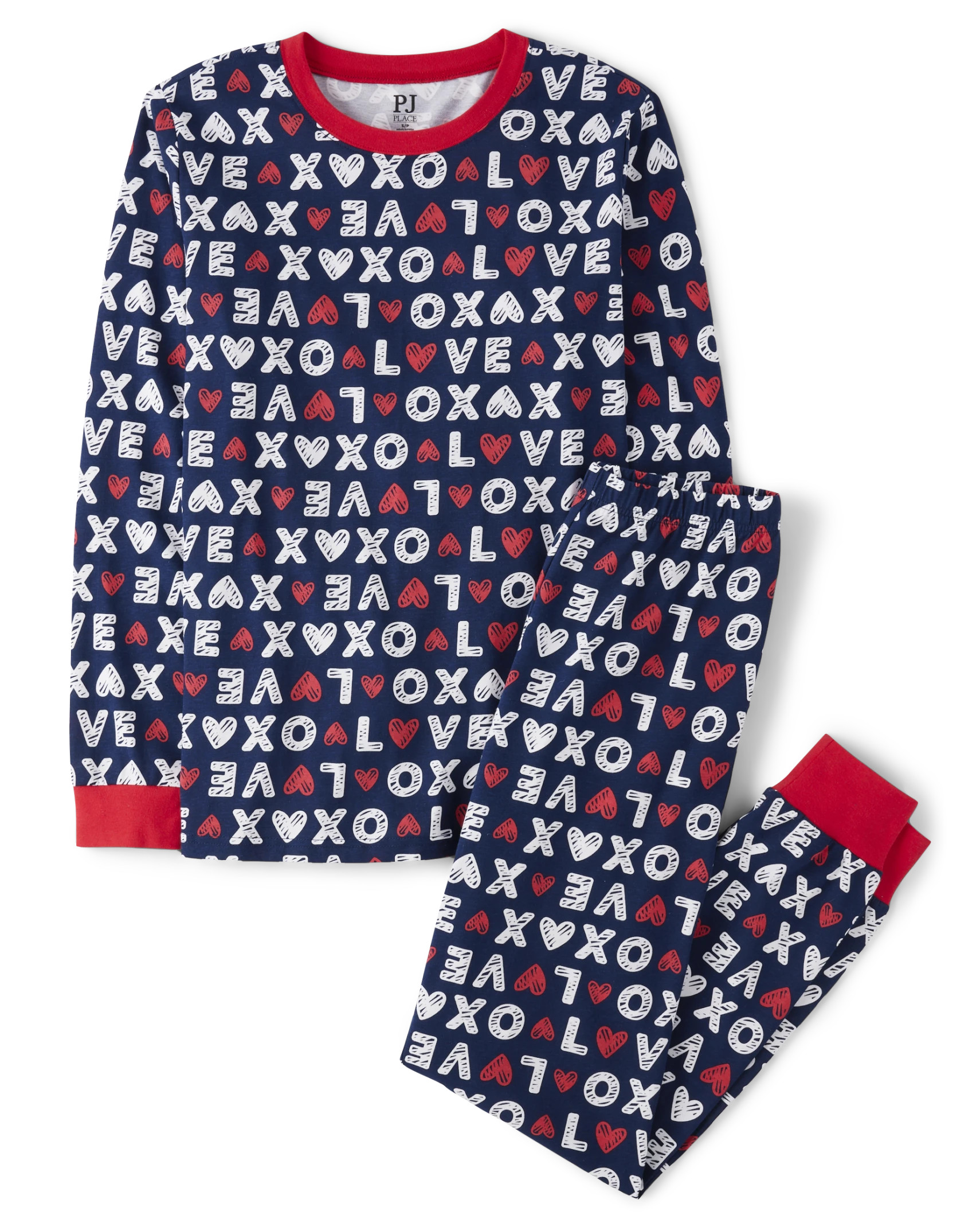 Unisex Adult Matching Family Love Cotton Pajamas - thunder blue | The Children's Place