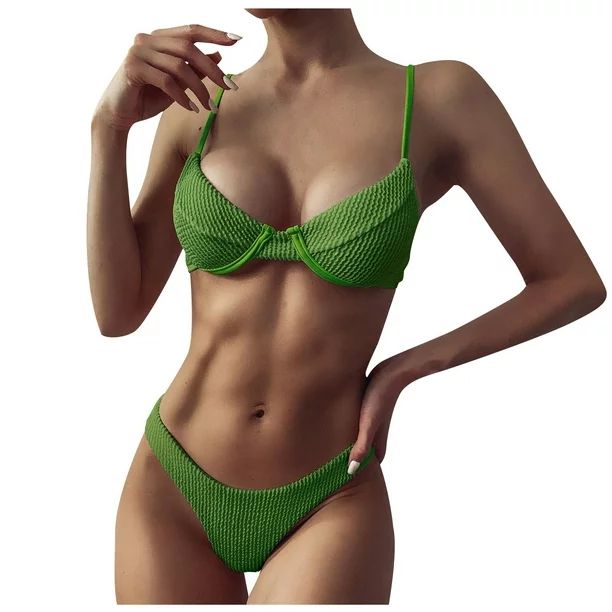RPVATI Women Bikini Set Triangle Bathing Suit Low Rise Two Piece Swimsuit | Walmart (US)