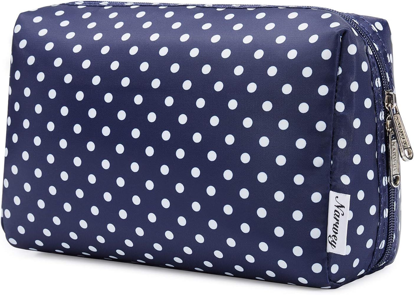 Large Makeup Bag Zipper Pouch Travel Cosmetic Organizer for Women and Girls (Large, Polka Dot) | Amazon (US)