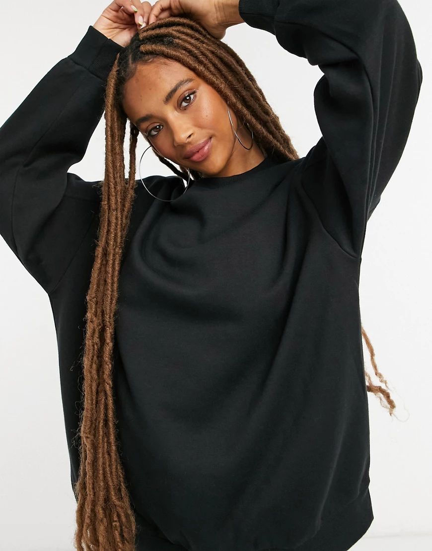 Bershka oversized sweatshirt top in black | ASOS (Global)